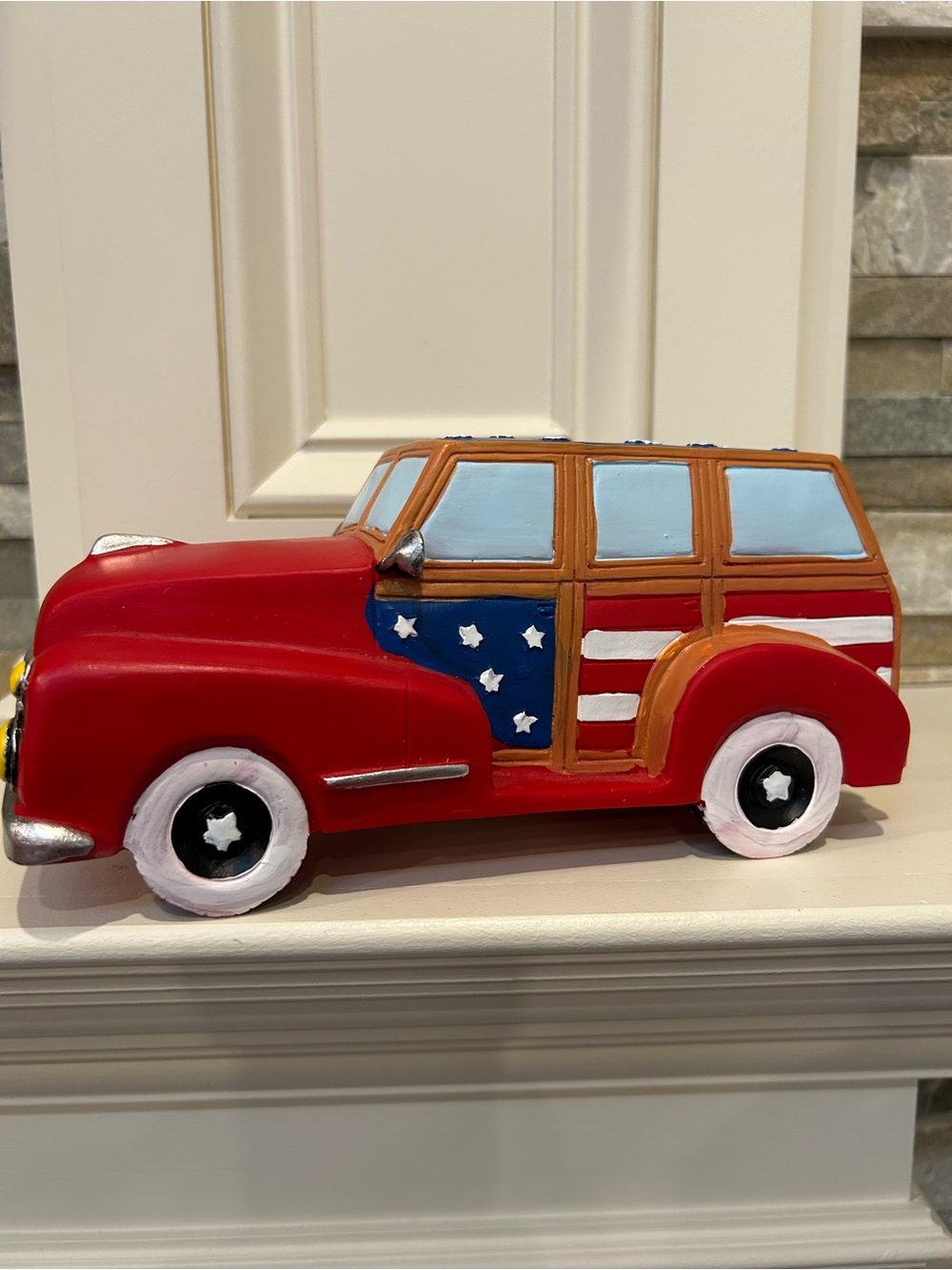 Celebrate It Red Americana Wagon Figurine with Blue Stars - 4th of July Decor